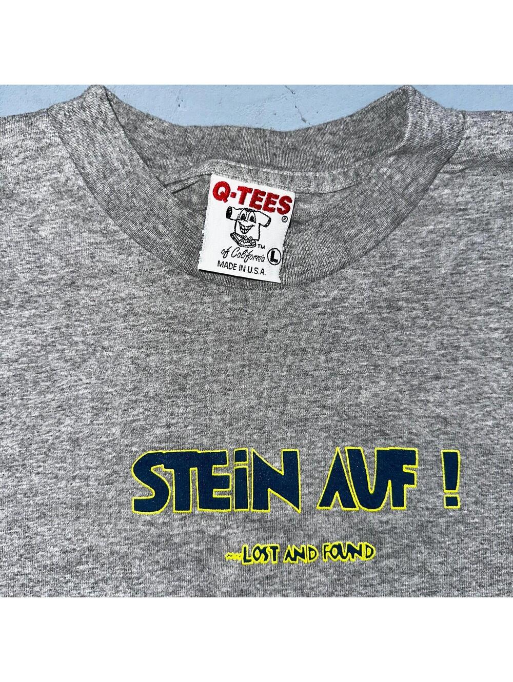 Stein Auf 90s Vtg T Shirt Rock N Roll German Band Lost Found Cool Simple Graphic
